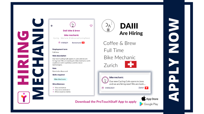 Now Hiring – Cycling Mechanic – DAIII.CC – Zurich, Switzerland – Start Date 1 June 2021